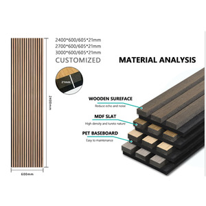 Panneau acoustique en bois à lattes HENGJIU, design européen-américain, moderne, décoratif, insonorisant, écologique, NRC 1.0, chêne gris, MDF - Product Image 6