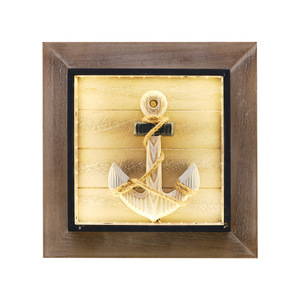 Mediterranean Style LED <b>Wall</b> Lamps Wood Frame 3D Picture Night <b>Light</b> Indoor Bedroom <b>Wall</b> Mounted <b>Switch</b> Control - Product Image 4