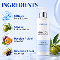 Crème corporelle au peptide de cuivre GHK-Cu avec logo personnalisé, enrichie en huile d'acai, de son de riz et de fruit de la passion, pour raffermir, tonifier et lisser la peau.