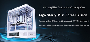 Boîtier d'ordinateur de jeu de bureau <span class=keywords><strong>Aigo</strong></span> StellarSpark ATX Mid-Tower avec écran FHD 9,16 pouces en verre incurvé, prend en charge les cartes mères BTF et les GPU PC de la série 50 - Product Image 6