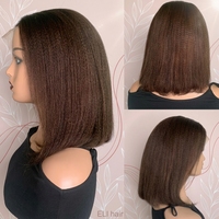 Perruques de cheveux humains vierges à cuticules alignées, bruns, lisses comme des baguettes, avec perruque frontale en dentelle 5x5, sans colle, cheveux cambodgiens