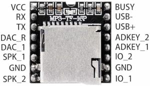 Module de lecteur MP3 YX5200 DFPlayer Mini, carte de décodage vocal MP3 prenant en charge la carte TF, le disque U, le port IO/série/AD - Product Image 4