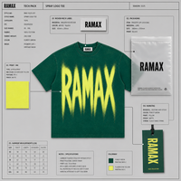 T-shirt Vert RAMAX 250 g/m² Épais avec Logo Peint au Spray, Style Vintage Streetwear pour Homme, Lavage Acide, Fabrication OEM, MOQ 50 pièces