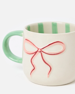 Jolie tasse à café en céramique avec nœud, tasse à café avec nœud, 250 ml, tendance, parfaite pour les boissons chaudes et les chocolats chauds confortables - Product Image 2