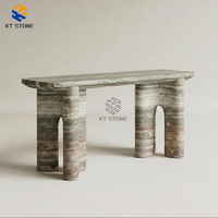 Table d'entrée KT STONE sur mesure en marbre à texture naturelle, élégante pour la maison, la décoration de couloir, le mobilier de hall d'entreprise