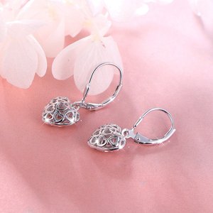 S925 <span class=keywords><strong>orecchini</strong></span> pendenti rotondi con cuore in <span class=keywords><strong>argento</strong></span> Sterling - Product Image 5