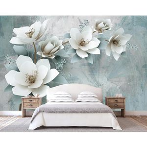 Modern Green Floral 3D Art <b>Wall</b> <b>Coverings</b> Custom Photo Wallpaper Murals for Home & Office Decor Large Size in Stock China - Product Image 2