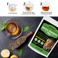Thé Énergisant au Maca et au Ginseng, 12 Herbes Naturelles pour la Vitalité Masculine, Anti-Fatigue, Soutien Rénal, Sachets de Tisane, 28 Sachets