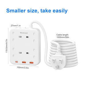 ब्रिटेन के साथ विस्तार का नेतृत्व 3 यूएसबी, 4 तरह सत्ता पट्टी पीडी के साथ 20W के साथ ब्रिटेन पावर सॉकेट स्विच विस्तार तार - Product Image 2