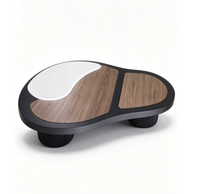 Table basse nuage irrégulière moderne en panneau écologique avec plateau en pierre imprimée couleur pour salon, projet hôtelier, table centrale personnalisable