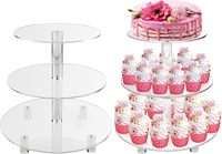 Grand support de gâteau de mariage en verre acrylique à 3 niveaux Présentoir alimentaire Plateau à dessert et cupcake Boîtes de rangement Bacs WCS02 Support de base à 3 niveaux
