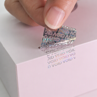 Autocollants de sécurité holographiques personnalisés, étiquettes inviolables, sceaux de garantie transparents argentés pour l'emballage
