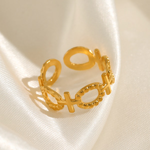 OEM Anillos Mujer Titane Acier Argent Or Animaux Serpent Croix Coeur Chine Vente En Gros Bague Ajustable Acier Inoxydable - Product Image 3