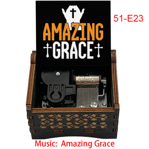 Canciones de música cristiana de madera tallada antigua Amazing Grace Cajas musicales Regalos únicos - Product Image 5
