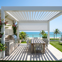 Pergola Commerciale Robuste en Aluminium avec Toit Pare-Soleil à Lames Orientables Imperméables pour Restaurant, Jardin, Bâtiment, Pavillon, Patio