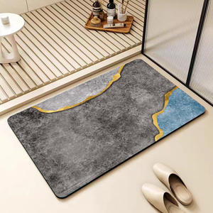 Tapis de bain rectangulaire moderne de luxe en terre de diatomée, géométrique, à séchage rapide, absorbant et antidérapant pour salle de bain - Product Image 3