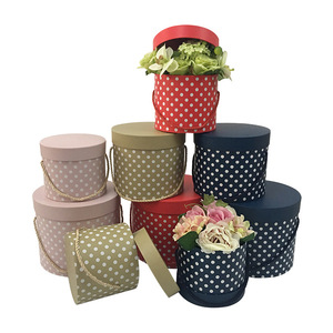 Nuovo round dot set di tre <span class=keywords><strong>fiori</strong></span> di carta di caramella contenitore di regalo scatola rosa bouquet pacchetto <span class=keywords><strong>fiori</strong></span> - Product Image 6