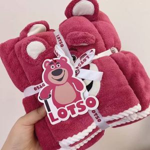 Toalla de Baño para Recién Nacido de Felpa Coral con Diseño de Oso Fresa, de una Pieza, con Patrón Deportivo, Suave, Absorbente y de Secado Rápido, para Playa - Product Image 4