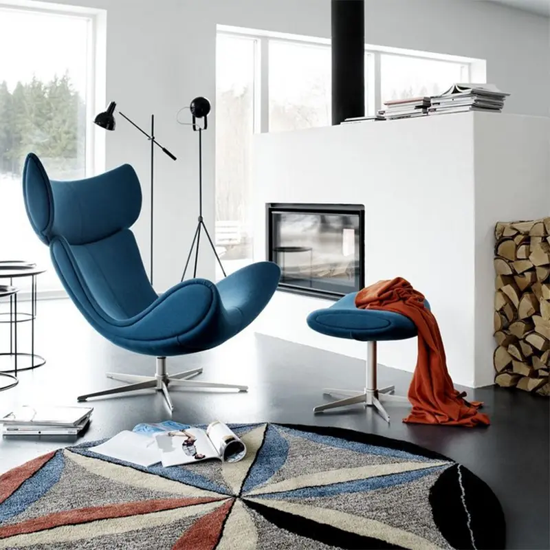 Поворотные стулья, современный шезлонг для помещений, Скандинавская подушка, отдых, кожаная мебель для гостиницы, гостиная, стул с оттоманкой