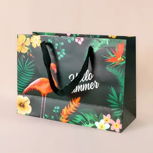 Wholesale Custom Luxury Black Clothes Store Retail Packaging Gift Carry Bags Boutique Shopping Paper Bags With Your Own Logo