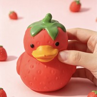 Jouet à presser en forme de canard fraise en matériau TPR, jouet anti-stress à rebond lent en forme de canard fraise