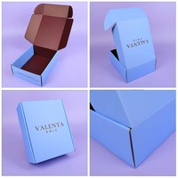 Grande boîte d'expédition en carton bleu pour vêtements, avec logo personnalisé imprimé, emballage en carton ondulé