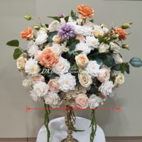 Décoration florale de sol en soie blanc et rose pour mariage, toile de fond, centre de table, gypsophile, rose, boule florale pour allée de scène