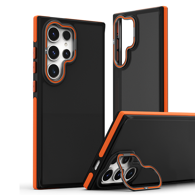 Luxury Matte Design for Samsung S23 S24 case for iphone 15 14 13 12 Pro Max Camera Frame Kickstand Cell Phone Cover