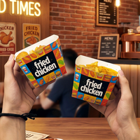 Boîtes d'emballage alimentaire à emporter personnalisées avec logo, recyclables, avec poignée, pour hamburgers, frites, poulet frit, hot-dogs, en papier