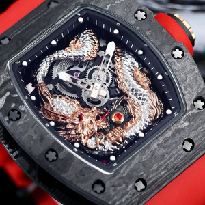 Montre Dragon pour Hommes Eternal Noble, Boîtier en Fibre de Carbone, Mouvement Squeletté, Bracelet en Caoutchouc, Montre-Bracelet Mécanique Automatique - Product Image 5