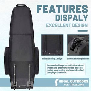 Échantillon gratuit, sac de golf rembourré personnalisé BSCI, sac de voyage pour clubs de golf à parois souples, sac de golf à roulettes, étui avec roues - Product Image 4