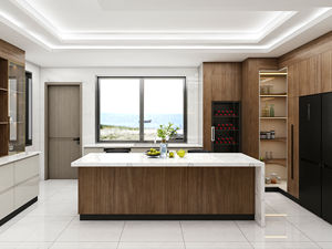 Armoire de cuisine de luxe en bois massif, armoire de cuisine personnalisée, vente en gros dans un style traditionnel et classique en provenance du Guangdong - Product Image 6