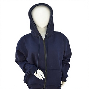 Custom Sportswear <b>Navy</b> <b>Women's</b> Casual <b>Hoodie</b> Brushed Fleece 100% Cotton Breathable Long Sleeve Hooded Pullover with Pockets - Product Image 1