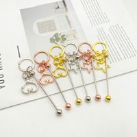 Neu eingetroffen: DIY Metall-Schlüsselanhänger mit Perlenkette, Karabinerverschluss und Rohling für Perlen-Schlüsselanhänger