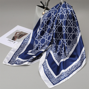 Classic Border Print Elegant Faux Silk <strong>Square</strong> <strong>Scarf</strong> Lightweight Women Large <strong>Square</strong> <strong>Scarf</strong> Silky Feel Faux Silk 90*90cm OEM/ODM - Product Image 6