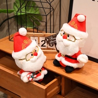 Peluche Mignonne Père Noël avec Lunettes, Poupée en Peluche Douce, Décoration de Noël pour la Maison, Cadeau de Fêtes pour Enfants