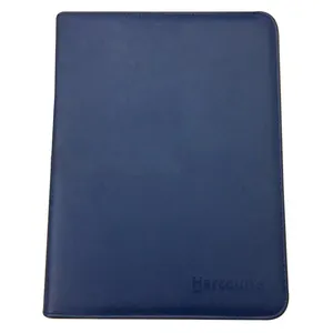 high quality pu leather compendium ring binder zipper folder