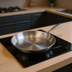 Poêle à frire en acier inoxydable Db 32 cm, antiadhésive, compatible induction, design moderne pour cuisine ou hôtel - Product Image 2