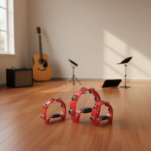 Set di Tamburelli Rossi in Plastica, 3 Pezzi, Accessorio Strumento Musicale per Pratica ed Esibizione - Product Image 2