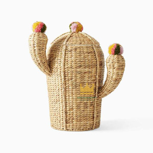Panier multifonction en jacinthe d'eau pour enfants, motif cactus, adorable, pour chambre d'enfant, rangement de jouets, écologique, pour salle de bain et chambre à coucher, vente en gros - Product Image 1