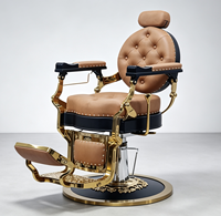 Fauteuil de barbier capitonné antique, fauteuil de barbier à inclinaison complète avec levage hydraulique pour la décoration de salon de coiffure de luxe