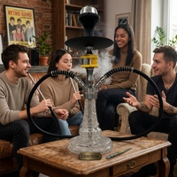 Ensemble de chicha de luxe à quatre tuyaux et double tube avec HMD, base en métal découpé, pour le marché américain