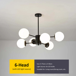 Lampadario Moderno Nordico, Lampada a Sospensione Artistica con Bolle di Vetro e <span class=keywords><strong>Faretti</strong></span> per Soggiorno e Sala da Pranzo - Product Image 4