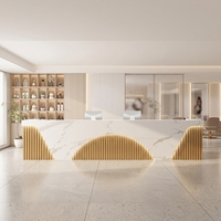 Comptoir de réception moderne rose pour hôtel, bureau, centre de beauté, hôpital, ou complexe hôtelier de station thermale
