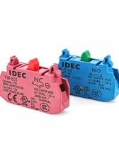 Interrupteur à bouton-poussoir série YW IDEC, diamètre du trou de montage 22 mm, contacts auxiliaires NO YW-E10 NC