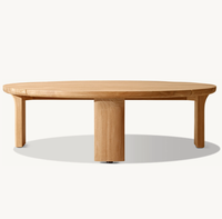 Meubles en teck faits à la main au design moderne, table basse ronde d'extérieur, table ronde en bois massif