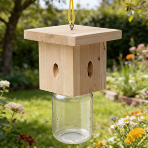 Trampa para abejas carpinteras de <span class=keywords><strong>madera</strong></span> de abeto natural, no tóxica, reutilizable, para control de plagas de jardín, para colgar en exteriores. - Product Image 2