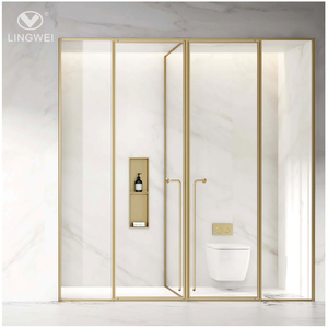 Modern Hinge <strong>Shower</strong> Door Cabin with Polished Stainless Steel Frame Aluminum Tray Glass <strong>Shower</strong> <strong>Rooms</strong> for Bathroom - Product Image 3