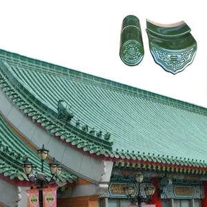 Chinese style tiles Guangzhou good price traditional glazed tiles green temple roof