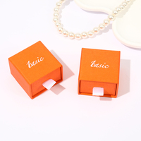Caja de Anillos Moderna de Lujo, Color Naranja, 5x5cm, Biodegradable, con Tirador, para Regalo, con Logotipo Personalizado, Empaque para Joyería